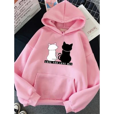 2025 Streetwear Hoodies Women Hoodies Autumn Spring Long Sleeve Harajuku Cat Print Sweatshirts Casual Pullover
