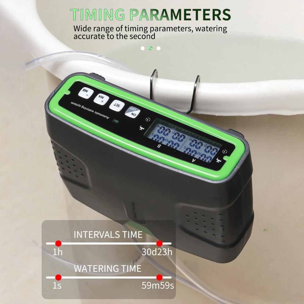 Automatic Double Pump Watering System Irrigation Kit with 30Day Programmable Water Timer for Indoor Garden Greenhouse Hydroponic
