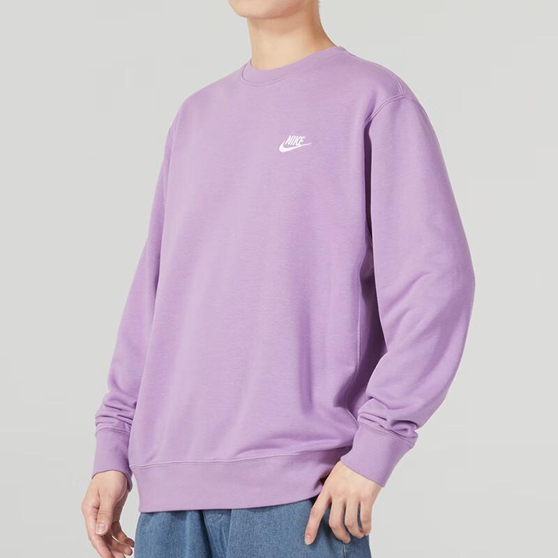 Nike Спортивный вязаный свитер с круглым вырезом и однотонным логотипом, мужская верхняя одежда, фиолетовый BV2667-591