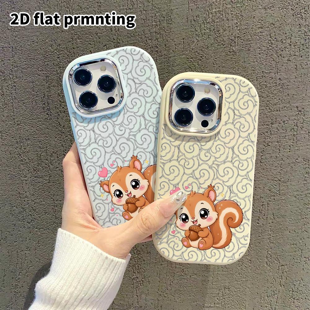 Phone Case: 2D flat design suitable for iPhone 18 17 16 15 14 13 Pro protective case, couple style, brown little squirrel, Christmas and Halloween gif
