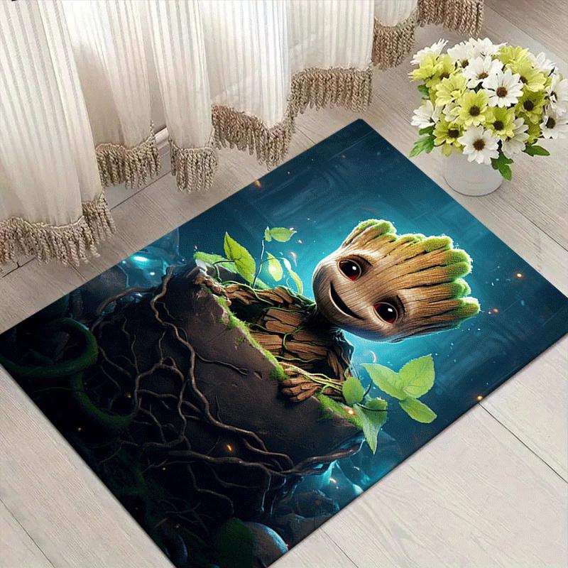 1pc Groot Pattern Area Rug Soft Flannel Floor Mat for Living Room,Office,Bedroom and Carpet,Sofa Coffee Table Floor Mat