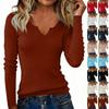 Women's Casual Solid Color V Neck Slim Button Knit Sweater Long Sleeved Base Sweater Sweater
