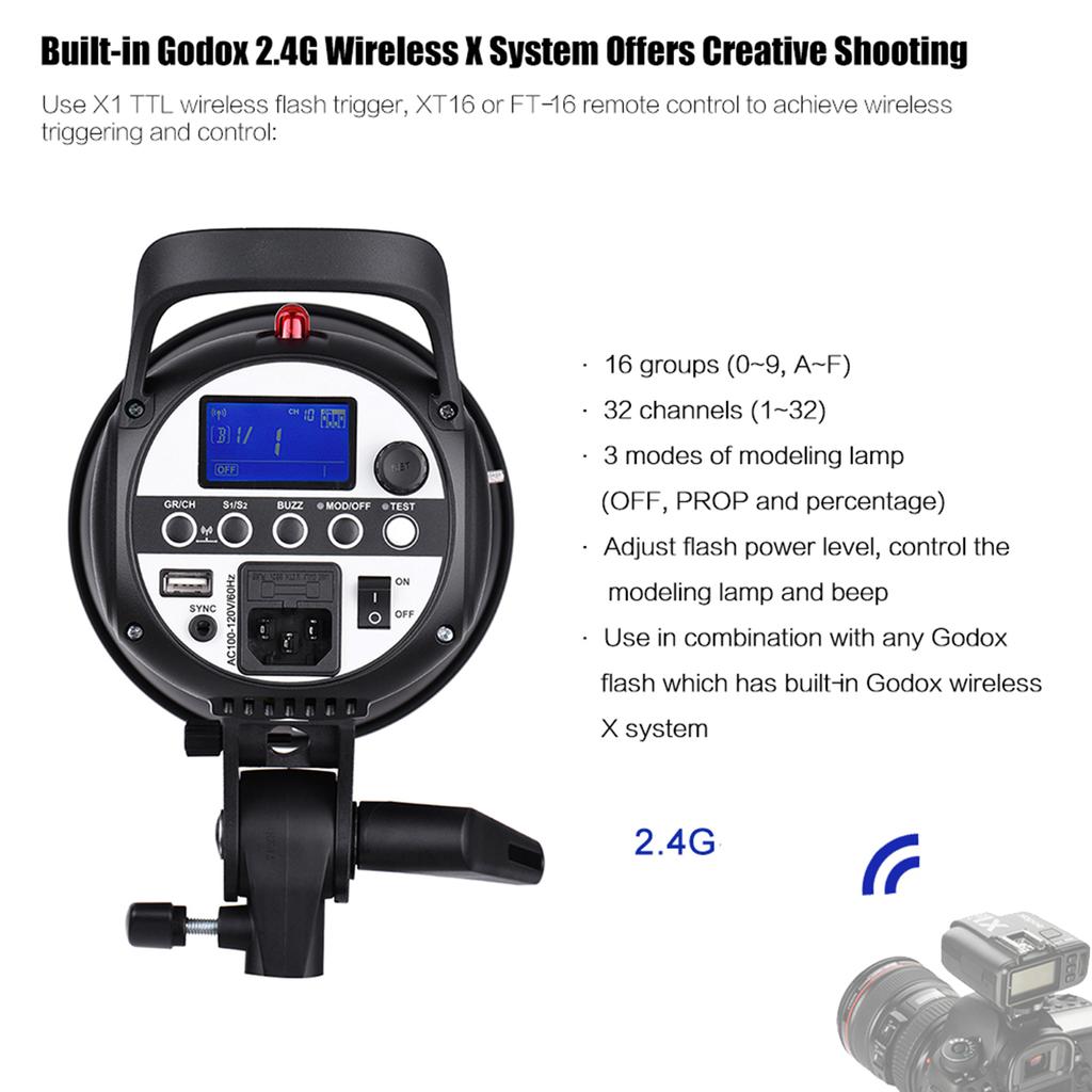 Godox SK300II-V Модернизированная студийная вспышка мощностью 300 Вт GN58 5600+/-200K Встроенный стробоскоп 2,4G