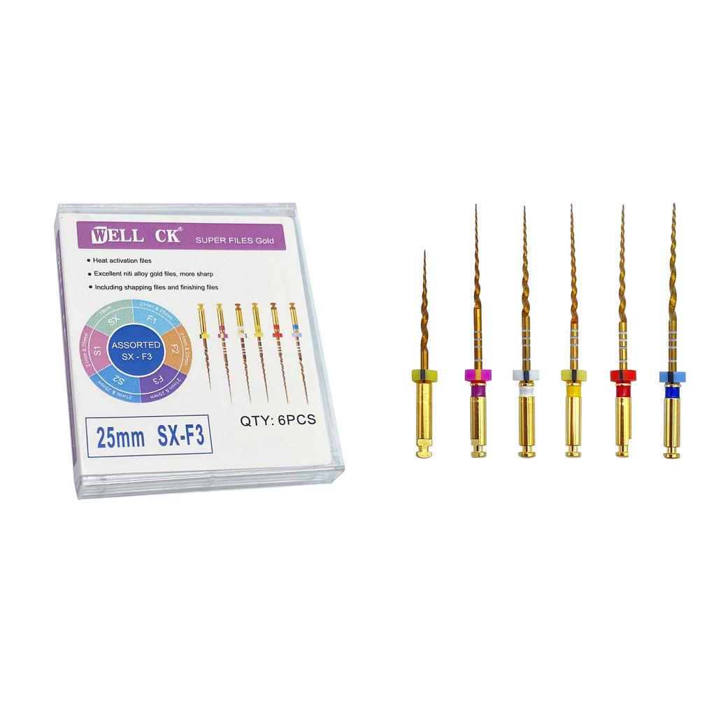 Зубной файл корневого канала, золотые эндодонтические суперфайлы, золотые эндодонтические файлы, 25 мм, никель-титан