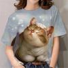 Модная женская футболка с 3D принтом мультфильма аниме кота и круглым вырезом, белая женская одежда с короткими рукавами, летние топы для отдыха, пуловер