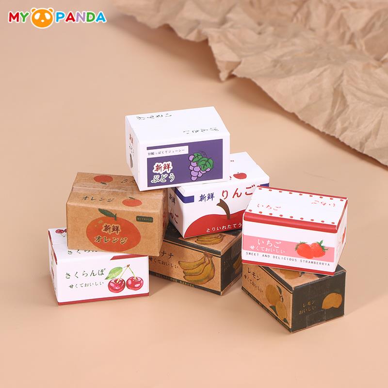 1/12 Dollhouse Paper Boxes Model Simulation Mini Supermarket Fruit Cardboard Boxes Dollhouse Supermarket Scene Decor Accessories