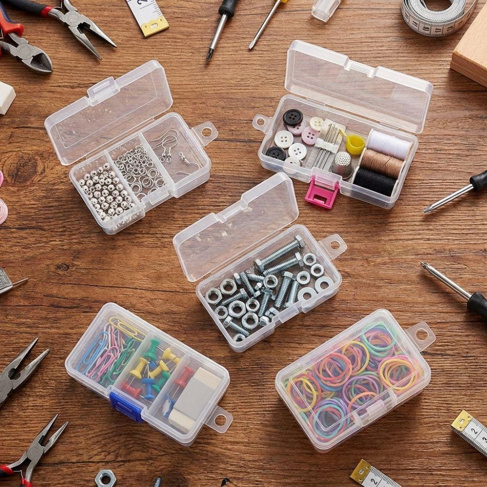 Rectangle Plastic Jewelry Case Mini Sewing Storage Box Hair Clips Boxes Jewelry Storage
