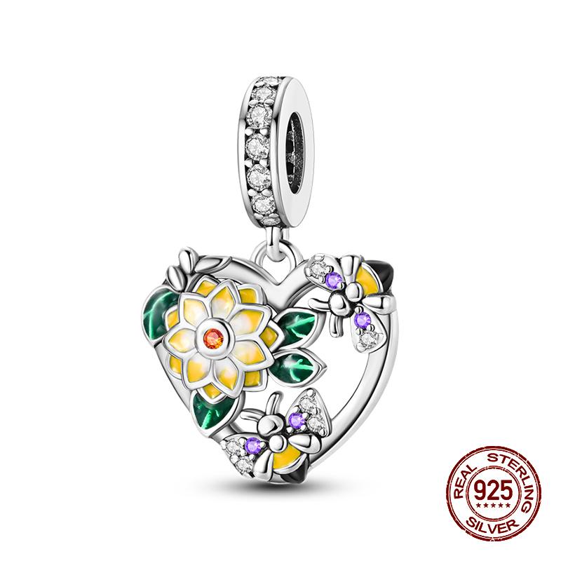 925 Sterling Silver Butterfly Tulip Iris Flower Charms Beads Fit 925 Original Bracelets Fine DIY Valentine Jewelry Gifts