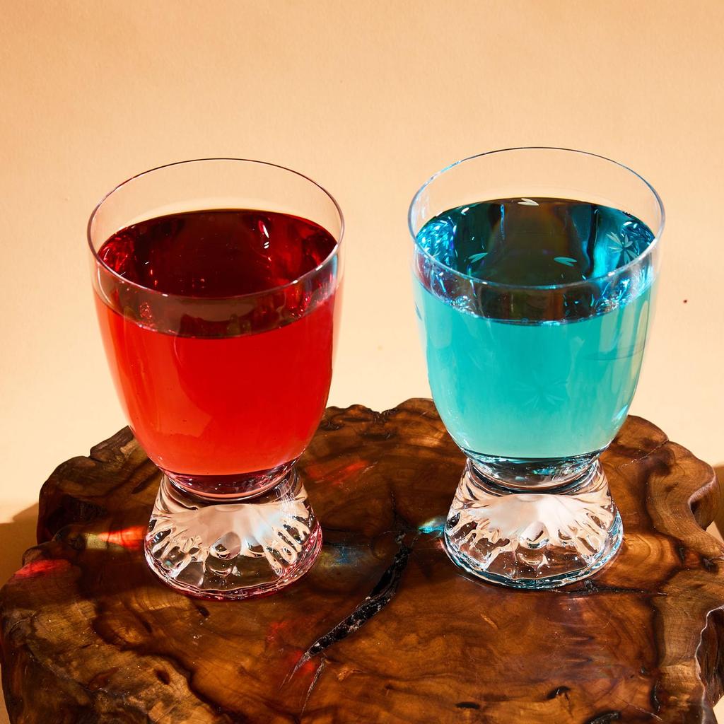 LUGUFON Fuji Glasses with Sakura Kiriko Pair of Stylish and Elegant Rock Handcrafted by Artisans In a Paulownia Wood Perfect for Cold Plum and Perfect