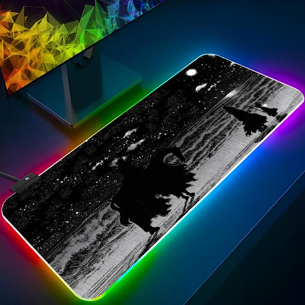 Игровой коврик для мыши Berserk, DIY печать, RGB-подсветка, подсветка клавиатуры, коврик для ноутбука XXL, подставки для стола