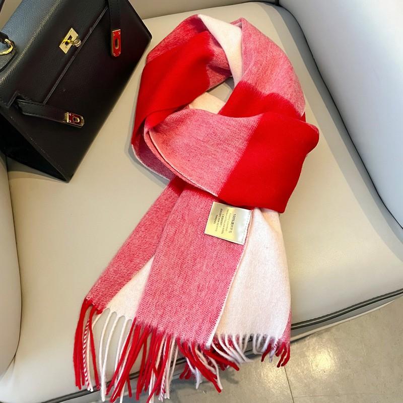 100% Wool Plaid Scarf Men Women Couple Warm Cashmere Blend Checked Winter Neckwear