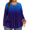 Women's Plus Size Fashion  Printed Casual Pleated Round Neck Long Sleeve Top
