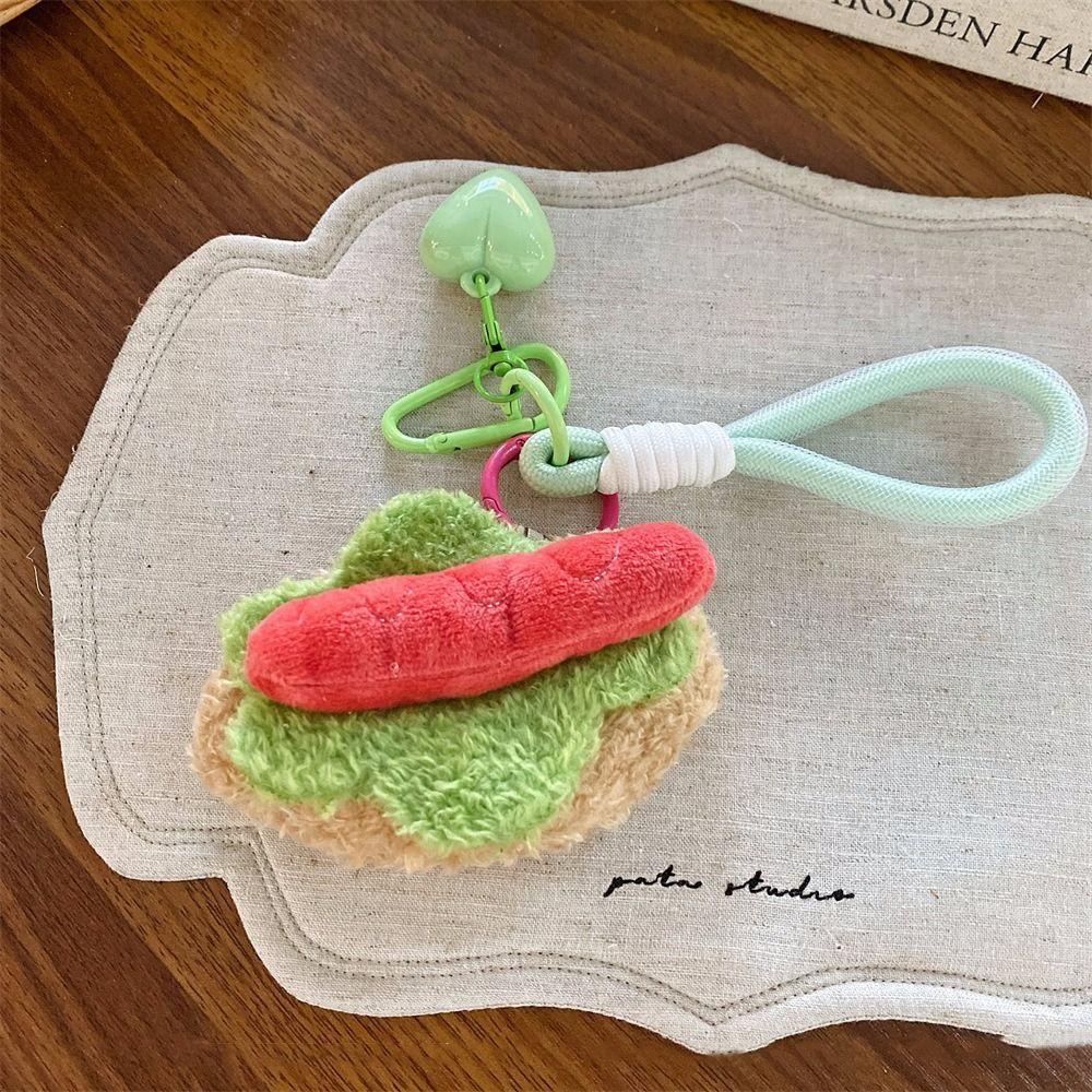 Kawaii Funny Simulation Food Keychain Burger Bag Keyring Cute Cake Plush Pendant  Boys/Girls