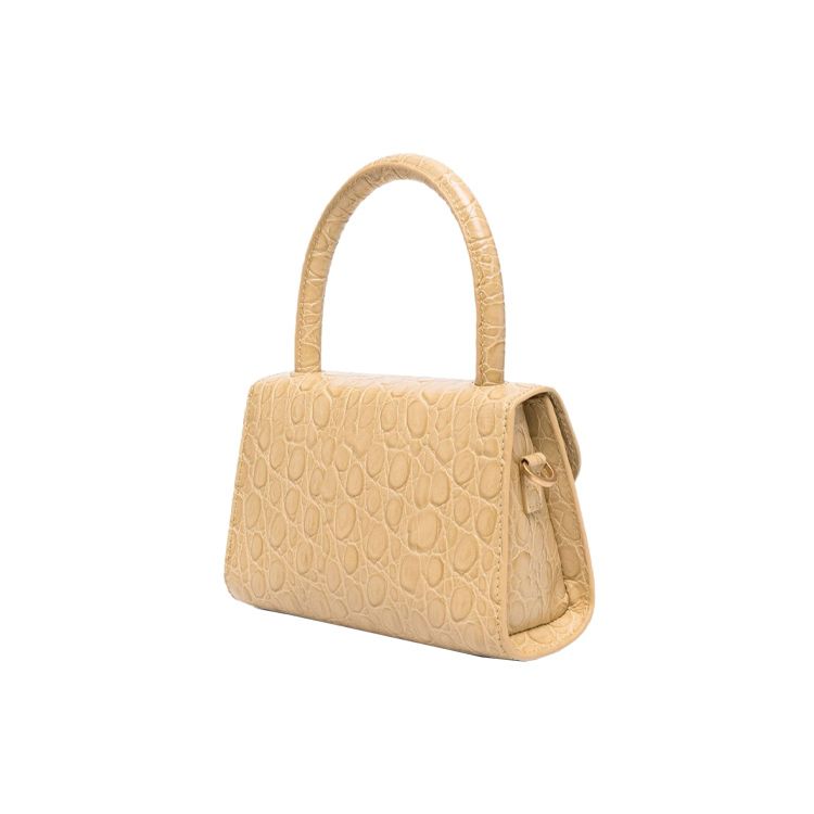 By Far Mini Mina Series Crocodile Embossed Vintage Flap Leather Phone Bag Handbag Crossbody Bag Mini Women bags Light-Yellow 21PFMINAFLXCCESMA