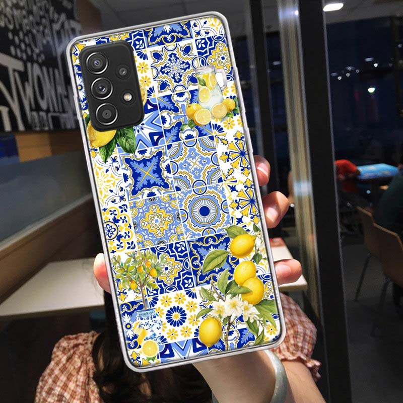 Средиземноморский Лимон Чехол для Телефона для Samsung A54 A57 A37 A17 A14 A15 A12 A24 A34 A55 A35 A25 A52S A07 A05S A04S A22 A32 A72 Galaxy