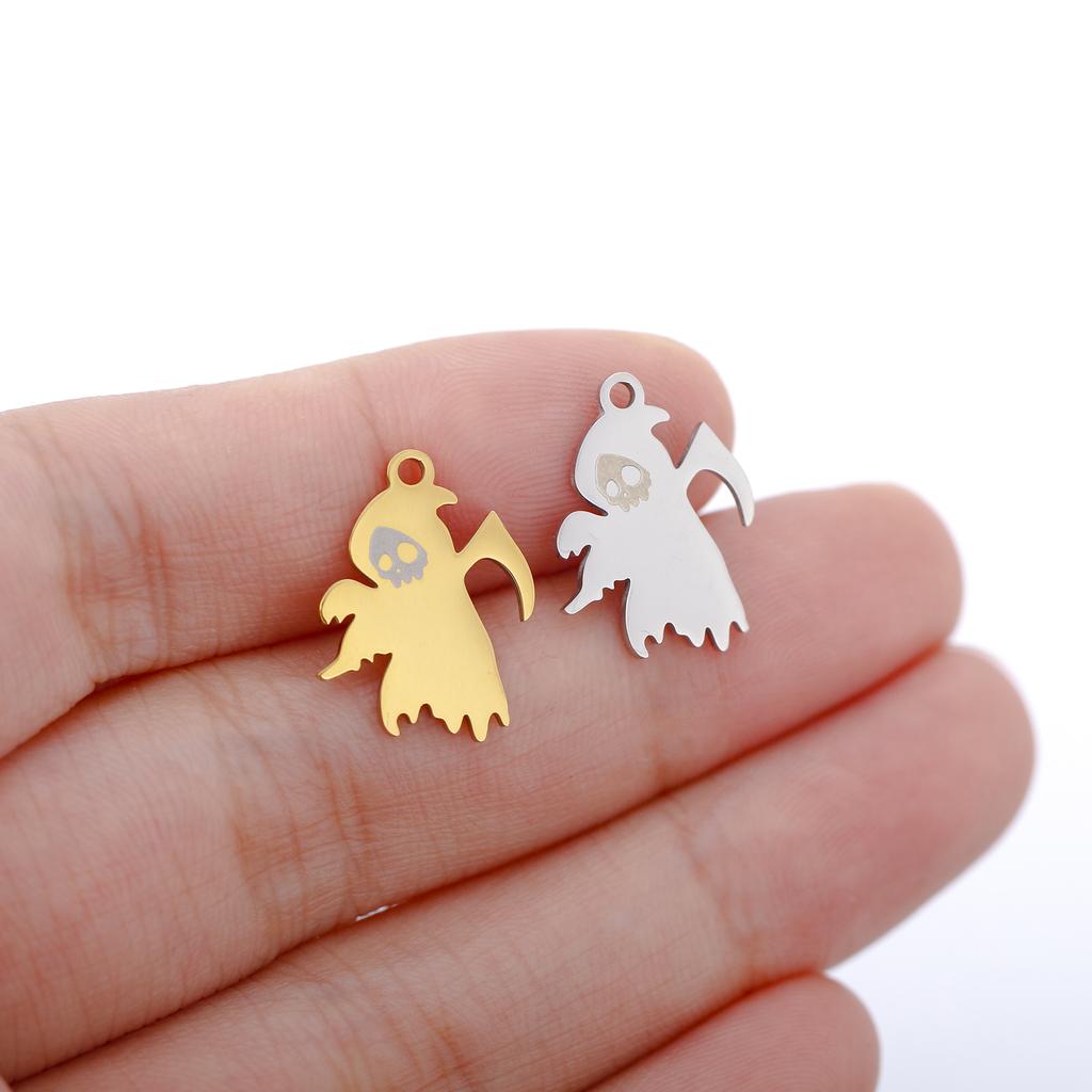5Pcs/Lot Hollow Halloween Theme Charms Stainless Steel Skull/Pumpkin/Vampire Bat/Witch/Spider/Ghost Pendants For Jewelry Makings