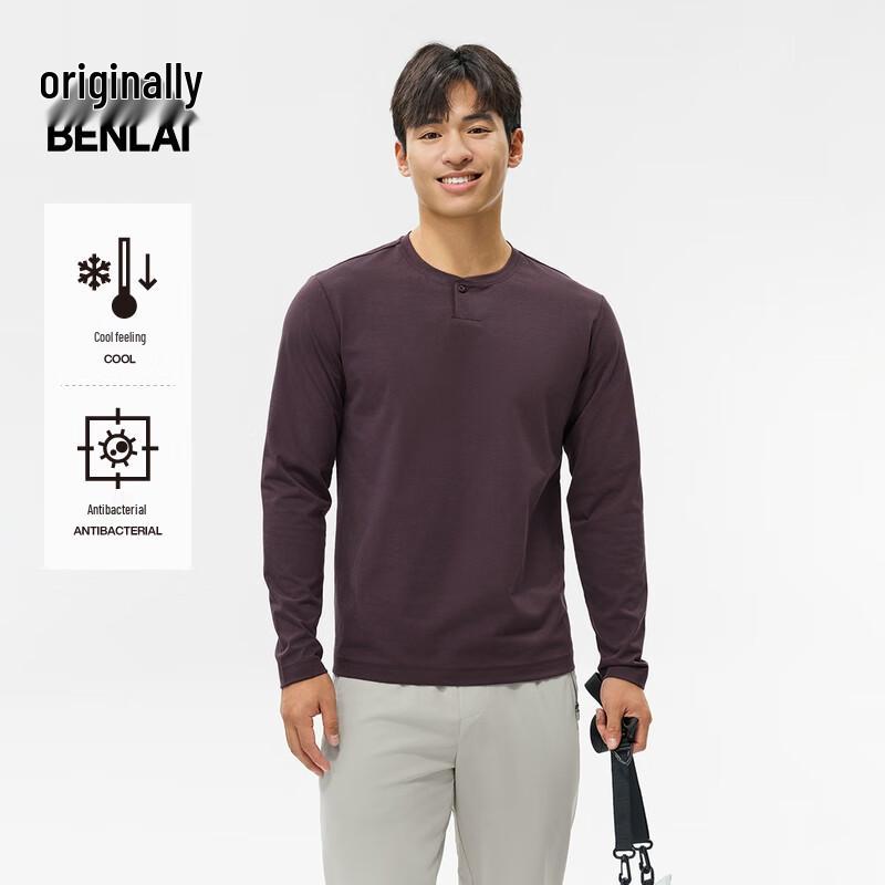 Мужская антибактериальная охлаждающая футболка-henley с длинным рукавом Benlai BRM450006