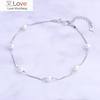 100 %925 Sterling Silver 4 .3mm White Shell Pearl Beads Wrist Bracelet For Women Kids Fashion Jewelry Female Bangles