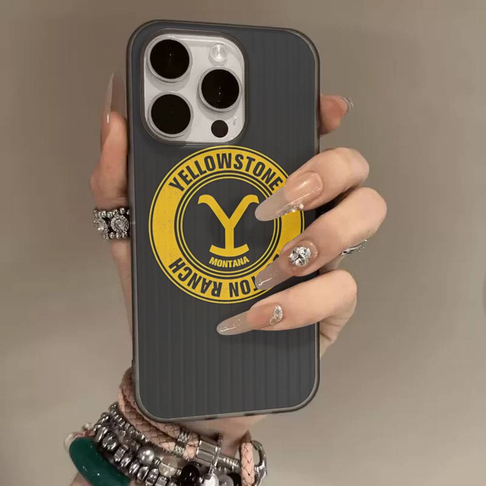 Чехол для телефона TV Y-yellowstoneS Логотип Для телефона 17 16 15 14 13 12 11 Pro Max Plus Pro Air Чехол для телефона Волнистая полоса Задняя крышка