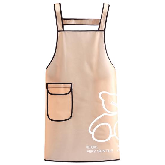 Useful Pocket Design Anti Stain Comfortable Back Lace-up Cooking Apron for Home Kitchen