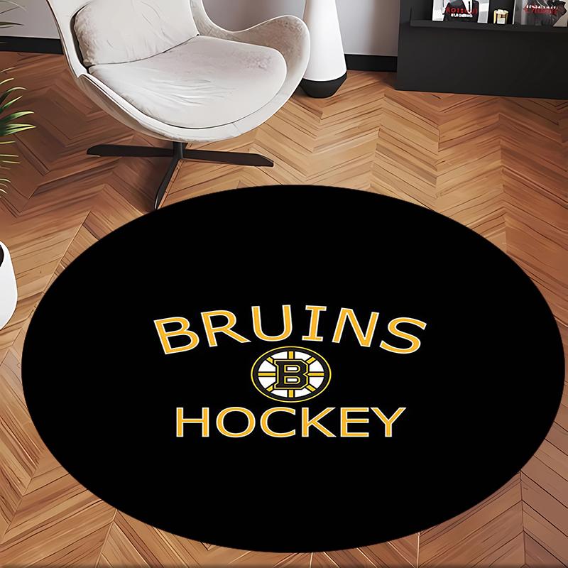 Boston Bruin (1) Round Office Rug Decorative Floor Rug for Office Bedroom Living Room and Home Space