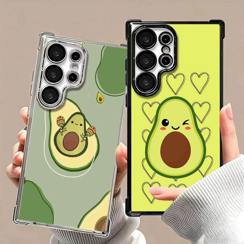 Cartoon Cute Avocado Plating Phone Case For Samsung Galaxy S24 S25 FE S26 Edge S23 Ultra S22 S21 Plus S20 Anti-Fall Airabag Cove