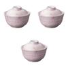 Set of 3 Purple and Chiri Simmered Food Bowls X Ceramic Simmered Food Bowls by Setomonohonpo [12 10cm]