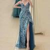 2025 European & American 3D Floral Evening Dress - Long, Elegant, Slimming Gown