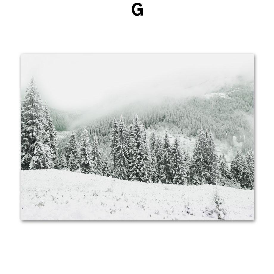 Зимний пейзаж, снег, сосновый лес, дом, олень, лиса, плакат на скандинавскую тему, настенный художественный принт, холст, картина, настенная картина для декора гостиной