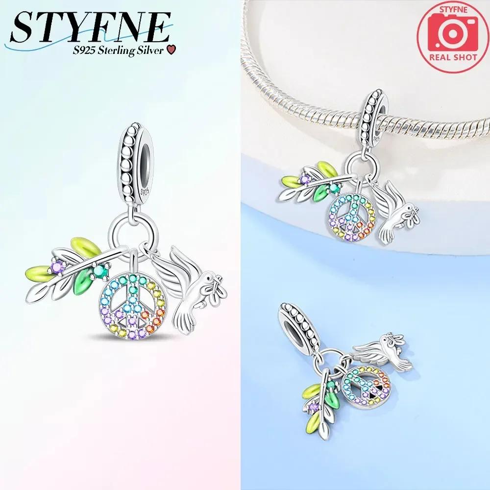 Exquisite Original Charms Copper Green Zircon Flower Bird Heart Wings Beads Fit Bracelet Women Jewelry Diy Gifts