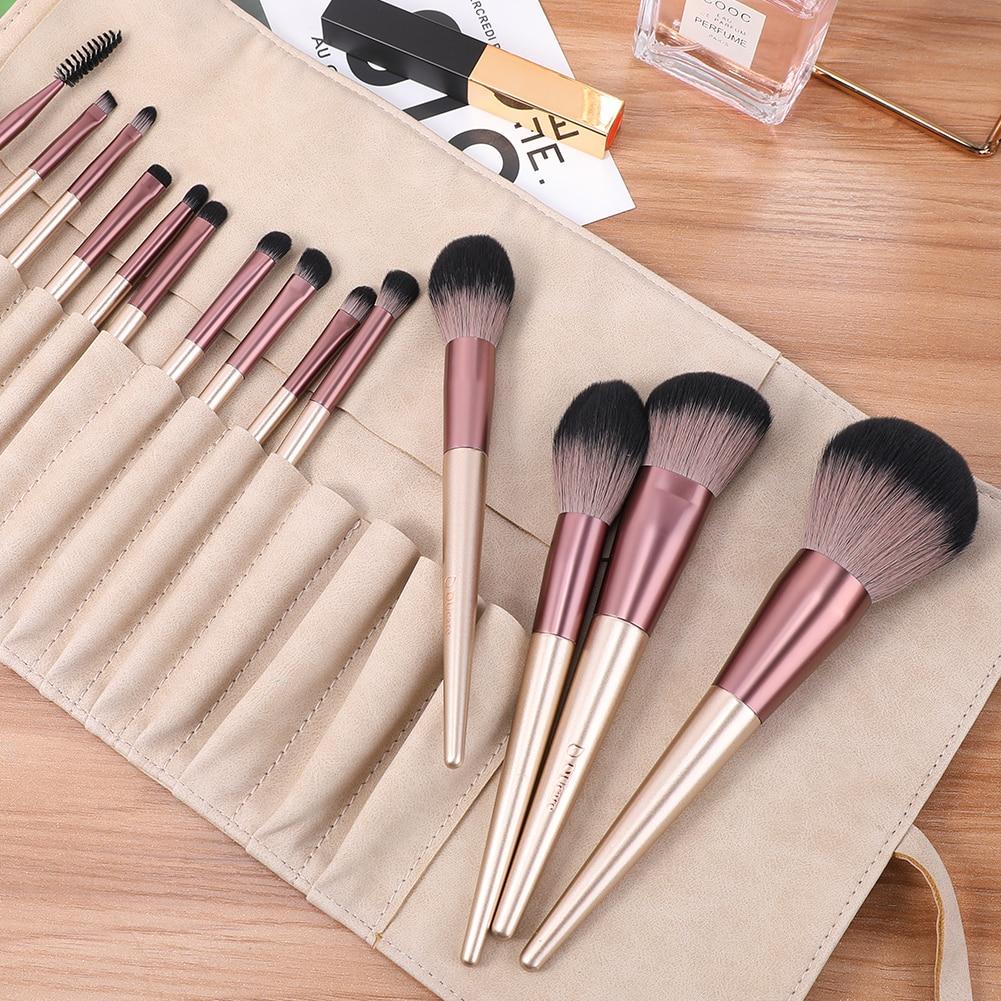 DUcare Makeup Brushes 8-14 Pcs with Makeup Bag, Cosmetic Makeup Brush Set For Foundation Blending Blush Eye Shadow Nylon Hair