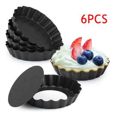6 шт. мини-тарт с антипригарным покрытием, кухонный инструмент «сделай сам», съемный нижний круглый противень