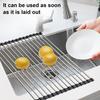 Foldable Roll Up Dish Drying Rack Stainless Steel Sink Roller Organizer Practical Kitchen Gadget for Fruits Vegetables Cutlery