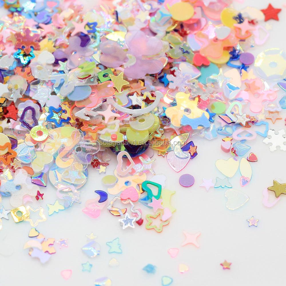 Colorful Heart Star Heart Circle Mix Flakes for Diy Scrapbook Nail Art Accessories