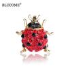 Small Full Red Crystals Insect Ladybug Brooches For Kids Girls Shirt Collar Clip Size: 2.0*1.8 Cm