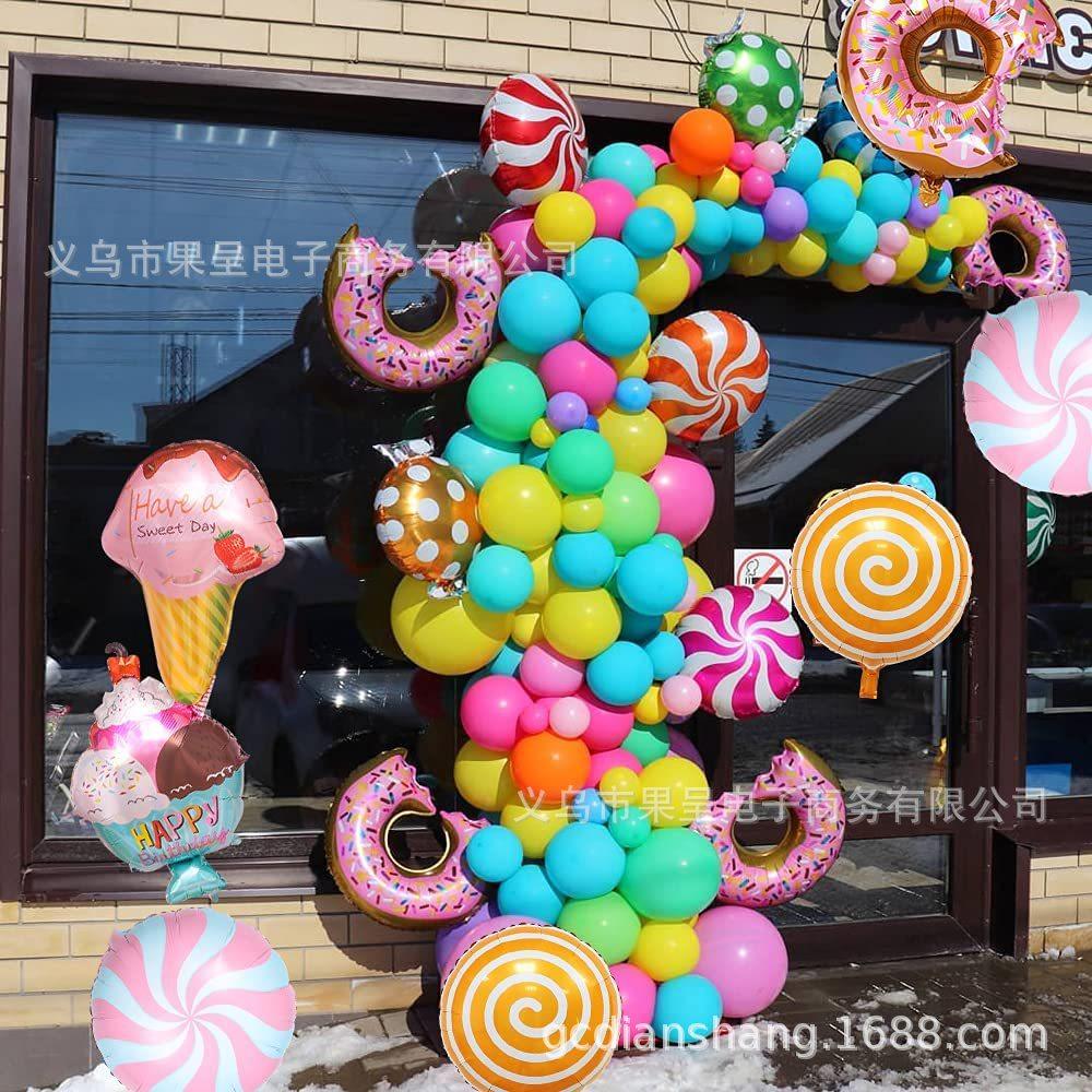 Summer Children'S Birthday Party Decoration Aluminum Film Balloon Candy Ice Cream Donut Candy Balloon Package
