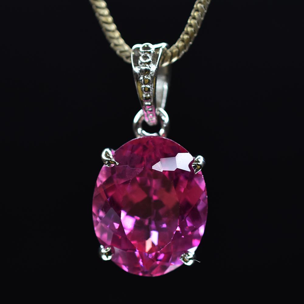 A+ Quality Pink Tourmaline Natural Pendant 925 Sterling Silver 28 Ct CERTIFIED AI-09-NS