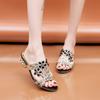 Fashion Rhinestone Low Heel Woman Slippers Outside Sandals 39 Unique Slides Chic and Elegant Shoes for Women Korea Style Shoe Wholesale