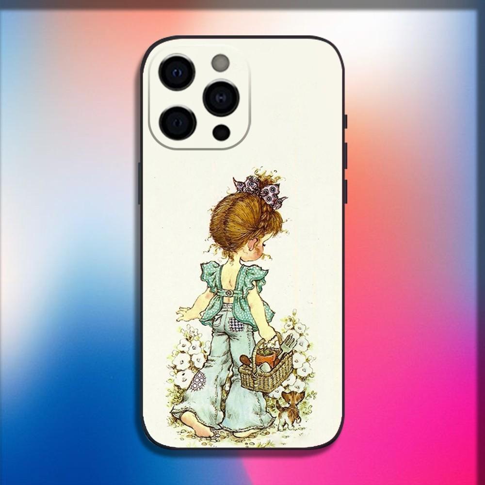 S-Sarah Kay Pattern Phone Case For iPhone 16,15,14,13,12,11,Pro,X,XS,Max,XR,Plus,Mini Soft Black Cover