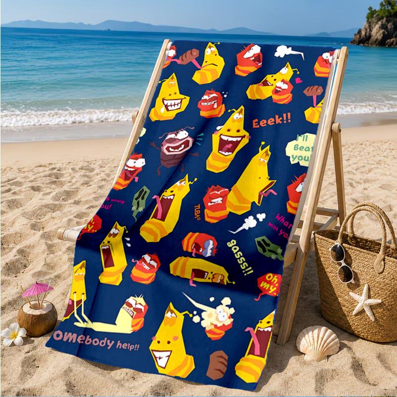 1PC Larva Microfiber Beach Towel, Soft Lightweight And Quick-Dry, Ideal for Summer Travel, Beach Essential, Swimming Pool Gift