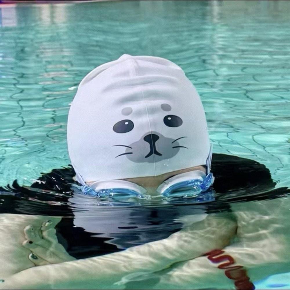 Waterproof Swimming Hat Cartoon Animal Printed Cap Cute Silicone Swim Cap  Pool Use