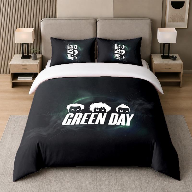 3Pcs Bedding SetGreen Day Soft Bed Sheet and Two Pillowcases Home Bedroom Decor