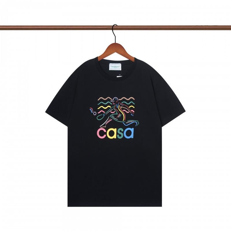 Casablanca Short Sleeve T Shirt Men Women Hip Hop Style Casual Top Cotton Blend