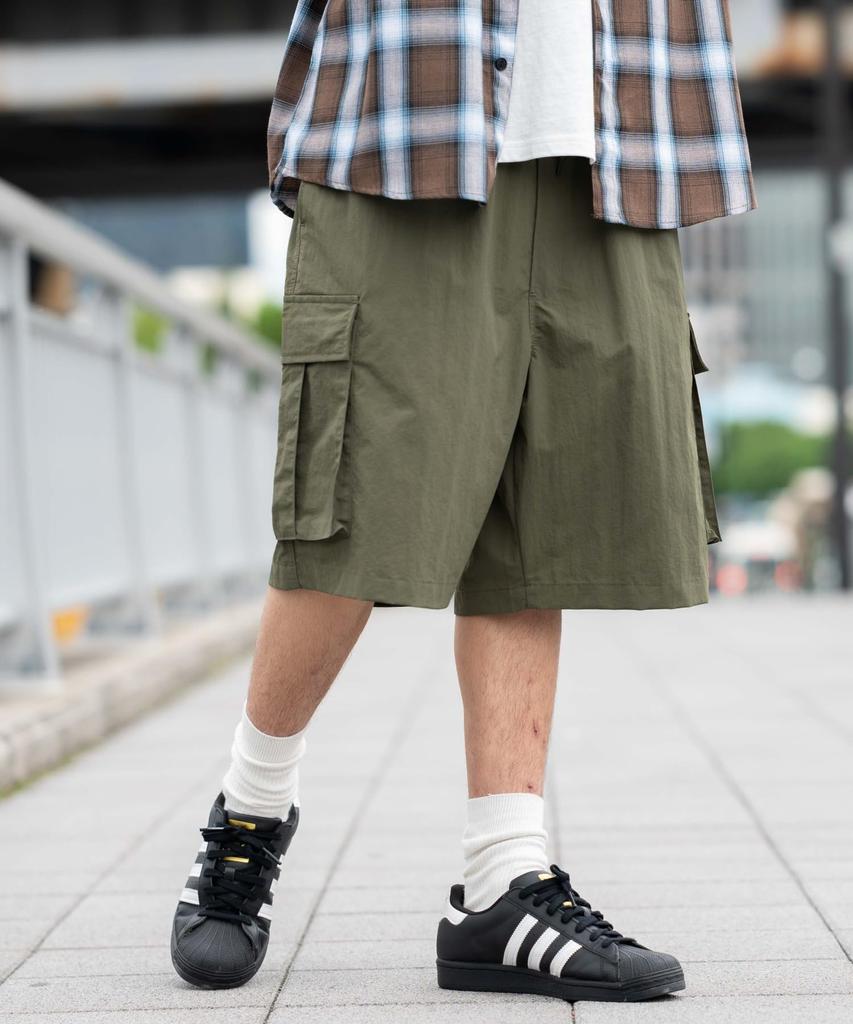 WEGO Нейлоновые Легкие Мешковатые Шорты Карго Половина Оливковые Мужские, Брюки,