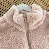Женская куртка из кораллового флиса с воротником-стойкой - Теплый, свободный кардиган большого размера на осень и зиму