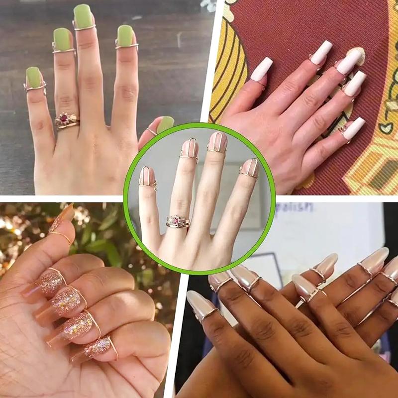 10PC Nail Rings Recyclable Removable Nail Ring Environmentally Friendly DIY Adjustable Metal Open Ring No Fading Multicolor