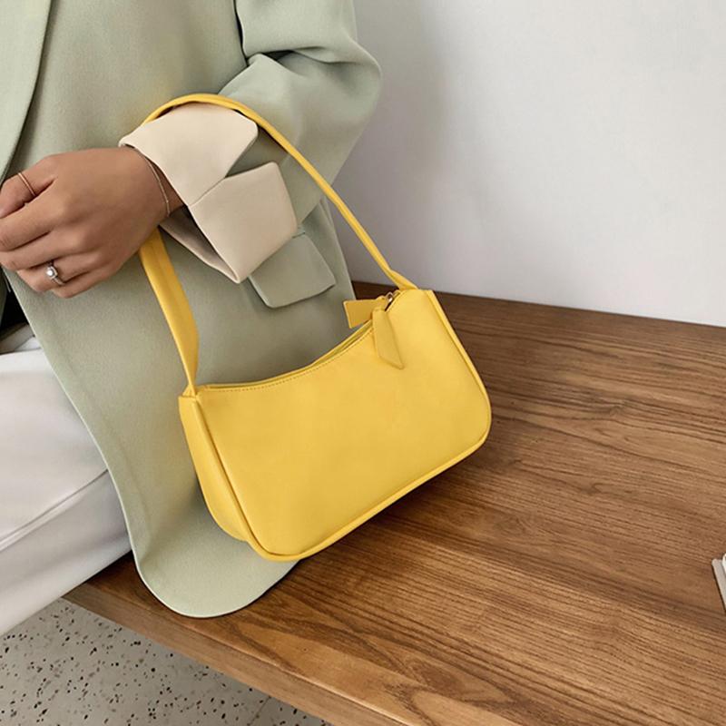 1 шт., винтажная сумка-багет, сумка из искусственной кожи, однотонная французская сумка под подмышками