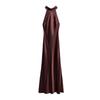 Spring New Sleeveless A- line Formal Dress Halterneck Silk Satin Texture Half Turtleneck Dress 8739331