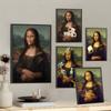 Funny Bathroom Toilet Decoration Painting Mona Lisa Wearing Pearls Girl With Roll Paper Canvas Prints Posters Home Wall Decor