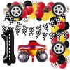 Racing Digital Balloon Chain Black and White Plaid Car Tire Balloon Birthday Party Decoration